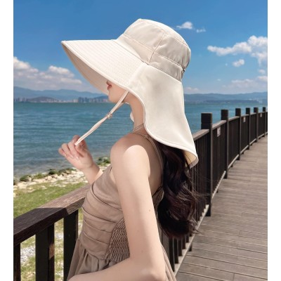 UPF 50+ Sun Hat Neck Flap Packable Hiking Fishing Safari Beige UPF 50+ sun hat with neck flap, beige color, designed for hiking, fishing and safari