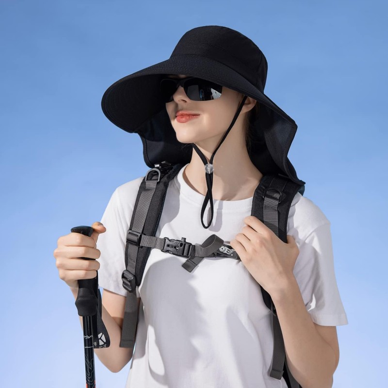 HUAMULAN UPF 50+ Sun Hat for Hiking and Fishing HUAMULAN UPF 50+ Sun Hat with Neck Flap for Hiking and Fishing