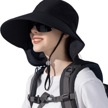 HUAMULAN UPF 50+ Sun Hat, Quick Dry Wide Brim with Neck Flap for Hiking Fishing, Women & Men