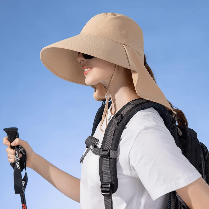 HUAMULAN UPF 50+ Sun Hat with Neck Flap for Hiking and Fishing