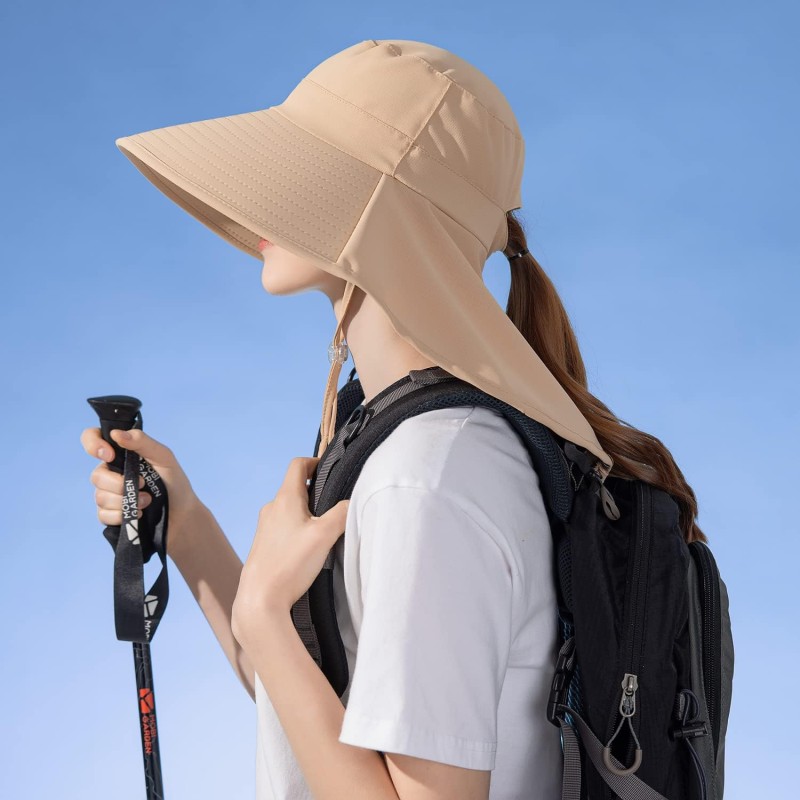 HUAMULAN UPF 50+ Sun Hat with Neck Flap for Hiking and Fishing