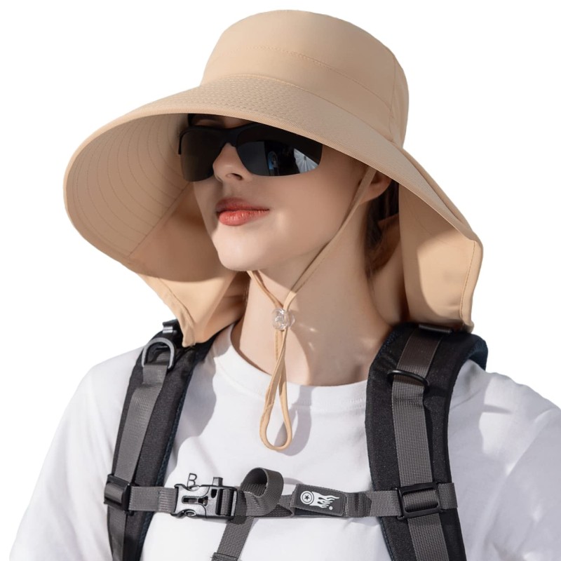 HUAMULAN UPF 50+ Sun Hat with Neck Flap for Hiking and Fishing
