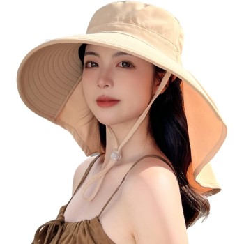 HUAMULAN UPF 50+ Sun Hat with Neck Flap Quick Dry Packable Hiking Fishing Safari Hat for Women Men