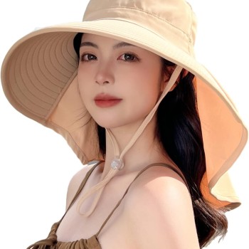 HUAMULAN UPF 50+ Sun Hat with Neck Flap Quick Dry Packable Hiking Fishing Safari Hat for Women Men