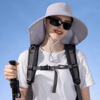 HUAMULAN Women's UPF50+ Sun Hat with Neck Flap Quick Dry Packable Hiking Fishing Safari Hat Light Gray HUAMULAN Women's UPF50+ Sun Hat with Neck Flap Quick Dry Packable Hiking Fishing Safari Hat Light Gray