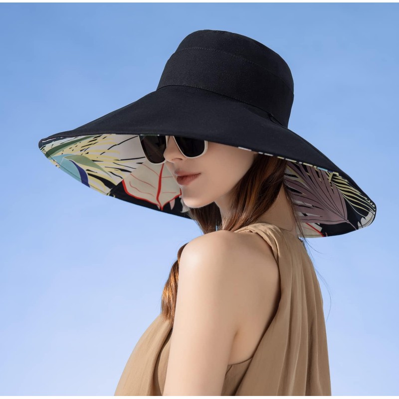 HUAMULAN Women's Wide Brim Foldable UV Protection Beach Bucket Hat