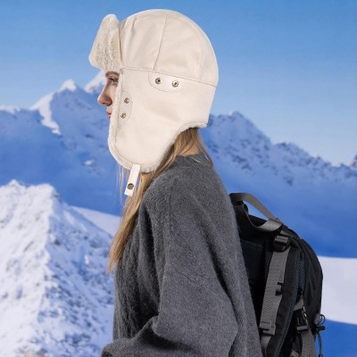 HUAMULAN Winter Trapper Ushanka Hat Beige Ear Flaps HUAMULAN Beige Ushanka Trapper Hat with Ear Flaps for Men and Women