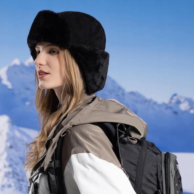 HUAMULAN Men Women Winter Trapper Hat Ushanka Ski Hunting Cap Black