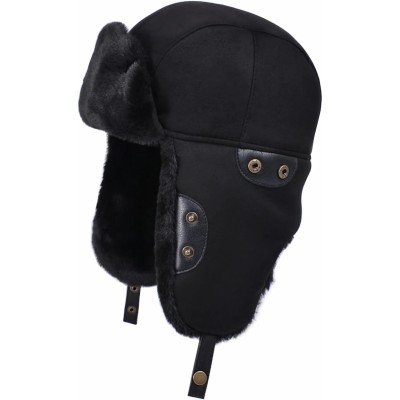 HUAMULAN Men Women Winter Trapper Hat Ushanka Ski Hunting Cap Black