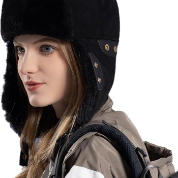 HUAMULAN Men Women Winter Trapper Hat – Windproof Ushanka Ski Hunting Cap, One Size Black HUAMULAN Men Women Winter Trapper Hat – Windproof Ushanka Ski Hunting Cap, One Size Black