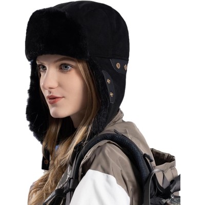 HUAMULAN Men Women Winter Trapper Hat Ushanka Ski Hunting Cap Black