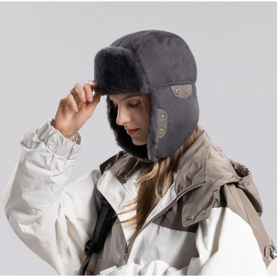 HUAMULAN Gray Trapper Ushanka Hat for Winter Outdoor Activities