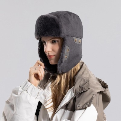HUAMULAN Gray Trapper Ushanka Hat for Winter Outdoor Activities