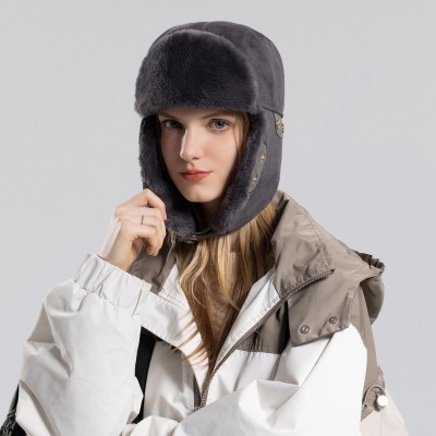 HUAMULAN Gray Trapper Ushanka Hat for Winter Outdoor Activities