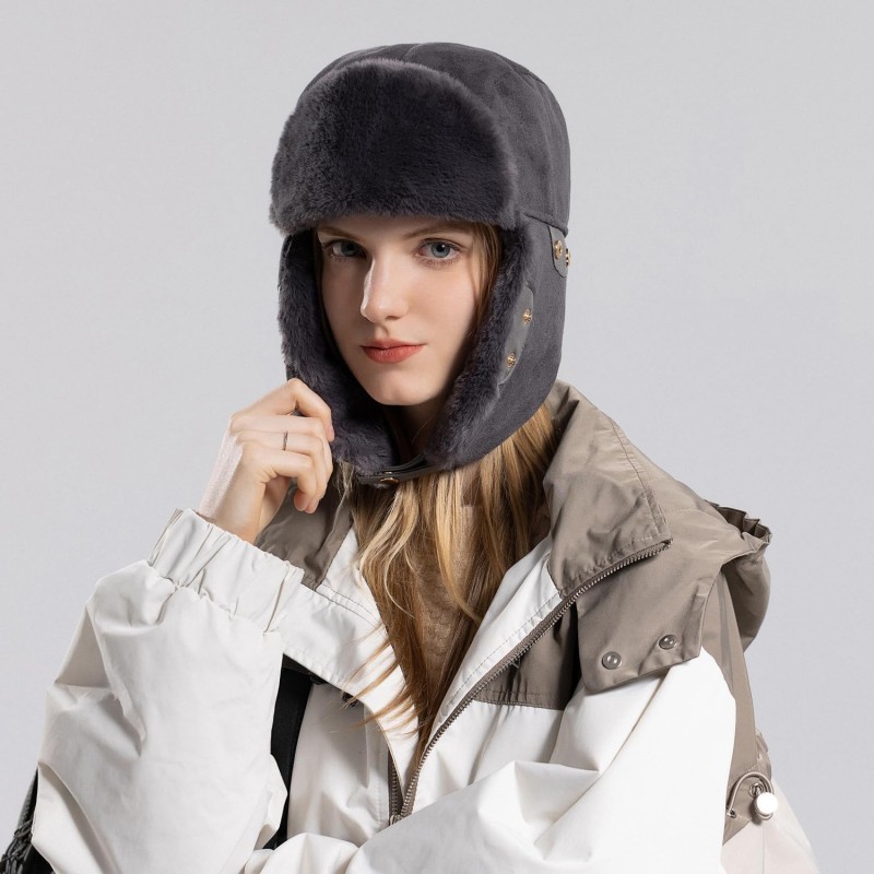 HUAMULAN Gray Trapper Ushanka Hat for Winter Outdoor Activities