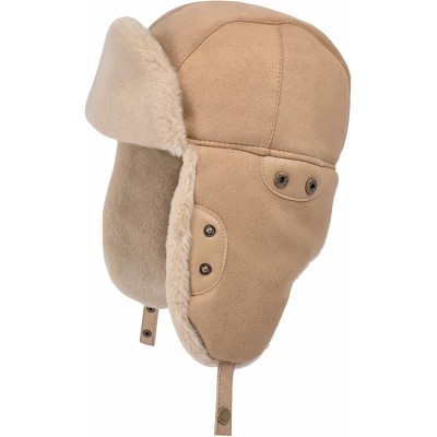 HUAMULAN Khaki Ushanka Trapper Hat with Ear Flaps for Winter