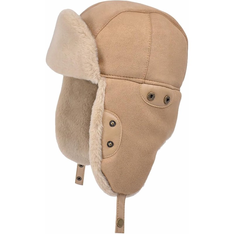 HUAMULAN Khaki Ushanka Trapper Hat with Ear Flaps for Winter