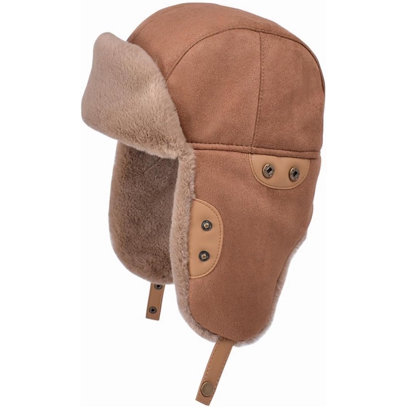 HUAMULAN Brown Ushanka Trapper Hat with Ear Flaps