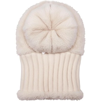 HUAMULAN Women's Fleece Lined Pom Pom Beanie Balaclava Beige Winter Ski HUAMULAN Women's Beanie Balaclava Beige Fleece Lined Pom Pom for Winter Ski