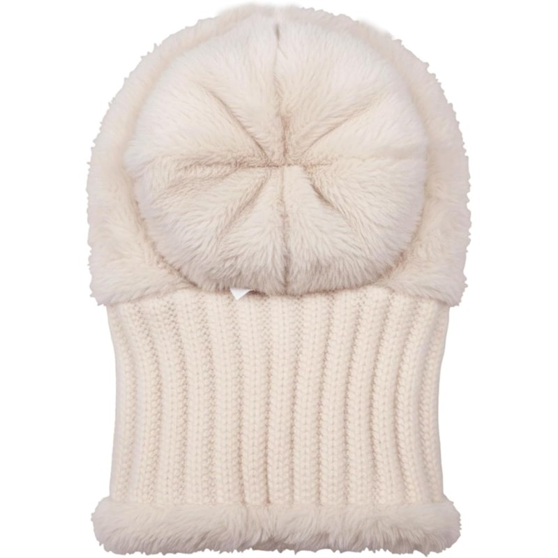 HUAMULAN Women's Fleece Lined Pom Pom Beanie Balaclava Beige Winter Ski HUAMULAN Women's Beanie Balaclava Beige Fleece Lined Pom Pom for Winter Ski