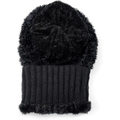 HUAMULAN Winter Balaclava Hat Mask Scarf Set for Ski HUAMULAN Women's Fleece Lined Balaclava Hat with Faux Fur Pompom
