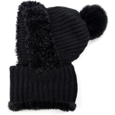 HUAMULAN Winter Balaclava Hat Mask Scarf Set for Ski HUAMULAN Women's Fleece Lined Balaclava Hat with Faux Fur Pompom