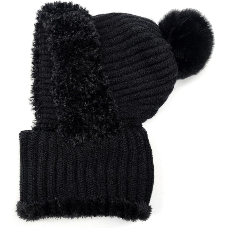 HUAMULAN Winter Balaclava Hat Mask Scarf Set for Ski HUAMULAN Women's Fleece Lined Balaclava Hat with Faux Fur Pompom