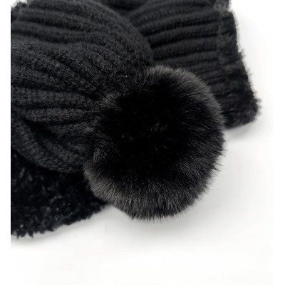 HUAMULAN Winter Balaclava Hat Mask Scarf Set for Ski HUAMULAN Women's Fleece Lined Balaclava Hat with Faux Fur Pompom
