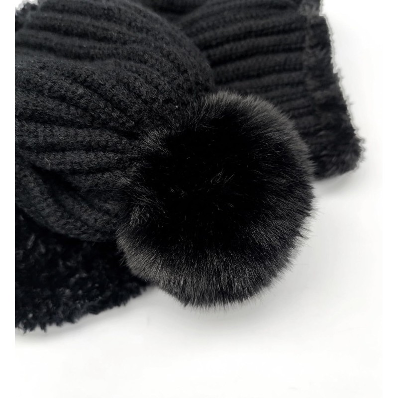 HUAMULAN Winter Balaclava Hat Mask Scarf Set for Ski HUAMULAN Women's Fleece Lined Balaclava Hat with Faux Fur Pompom
