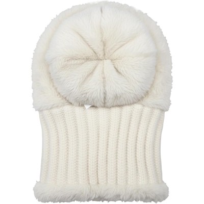 HUAMULAN Women's Cream Fleece Lined 3-in-1 Ski Balaclava Hat HUAMULAN Women's Cream White Fleece Lined 3-in-1 Winter Balaclava Ski Hat Mask Scarf with Pompom