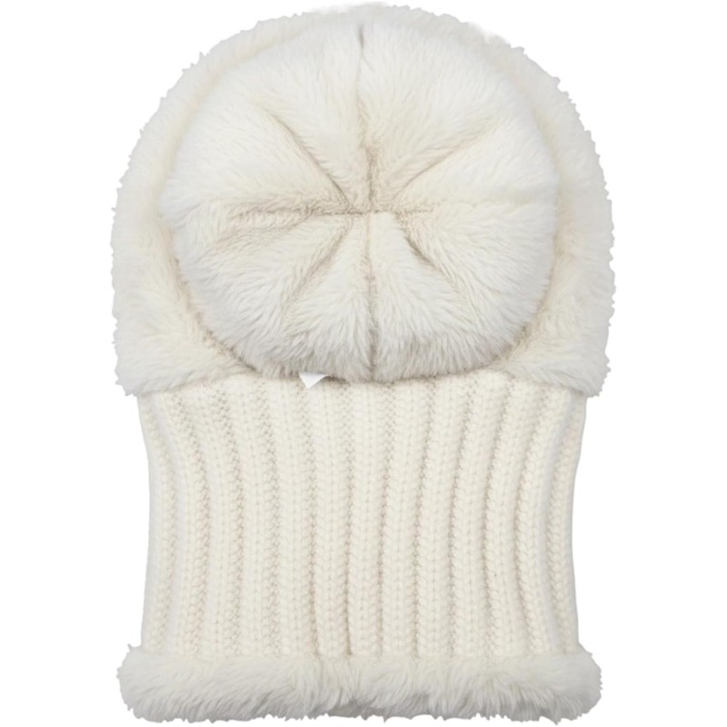 HUAMULAN Women's Cream Fleece Lined 3-in-1 Ski Balaclava Hat HUAMULAN Women's Cream White Fleece Lined 3-in-1 Winter Balaclava Ski Hat Mask Scarf with Pompom