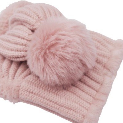 HUAMULAN Winter Fleece Lined Balaclava Beanie Hat HUAMULAN Women's Pink Faux Fur Pompom Ski Balaclava Beanie Hat Mask Set