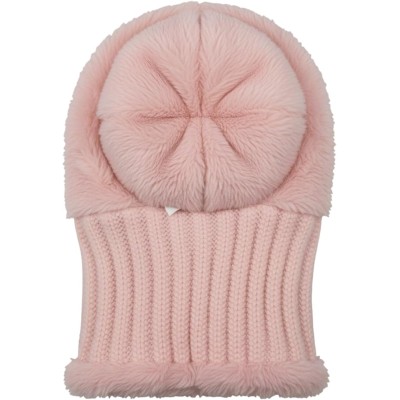 HUAMULAN Winter Fleece Lined Balaclava Beanie Hat HUAMULAN Women's Pink Faux Fur Pompom Ski Balaclava Beanie Hat Mask Set
