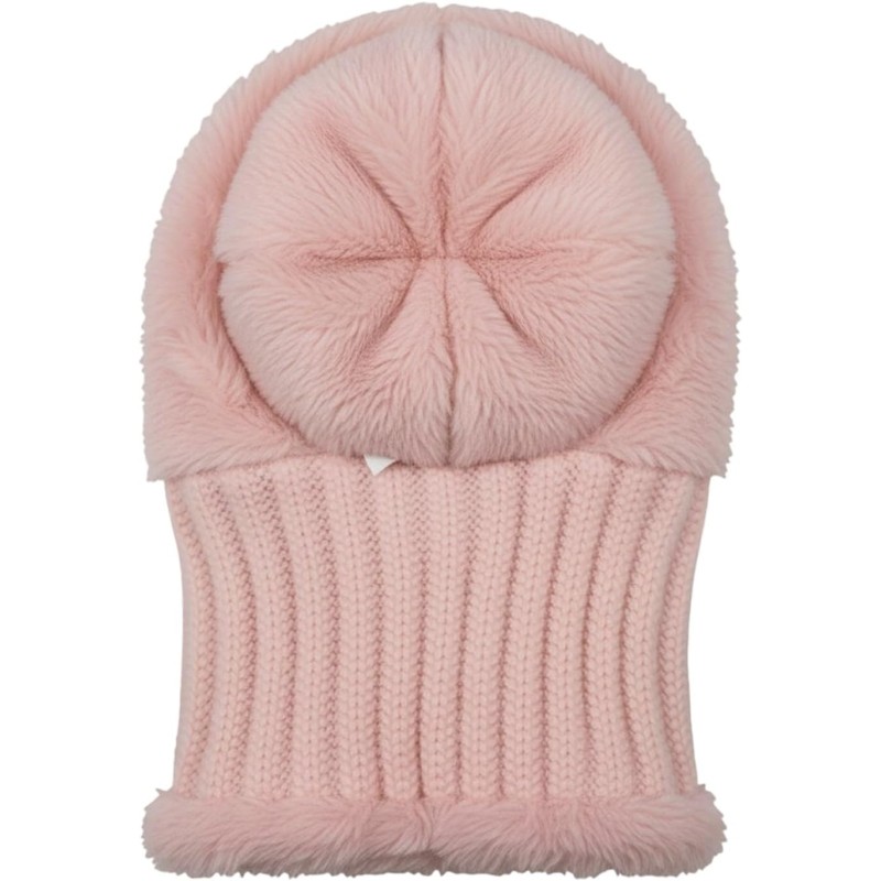 HUAMULAN Winter Fleece Lined Balaclava Beanie Hat HUAMULAN Women's Pink Faux Fur Pompom Ski Balaclava Beanie Hat Mask Set