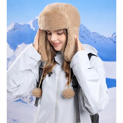HUAMULAN Unisex Khaki Ushanka Trapper Hat for Winter Skiing