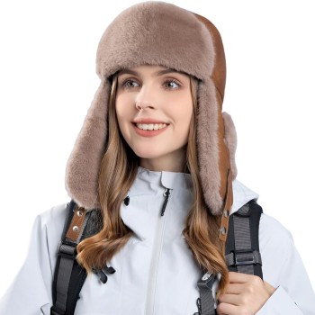 HUAMULAN Unisex Winter Trapper Hat Ushanka Windproof Ski Hunting Ear Flaps Coffee
