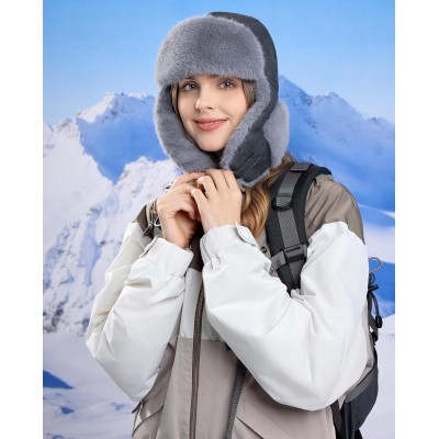 HUAMULAN Unisex Winter Trapper Hat Ushanka Gray with Ear Flaps