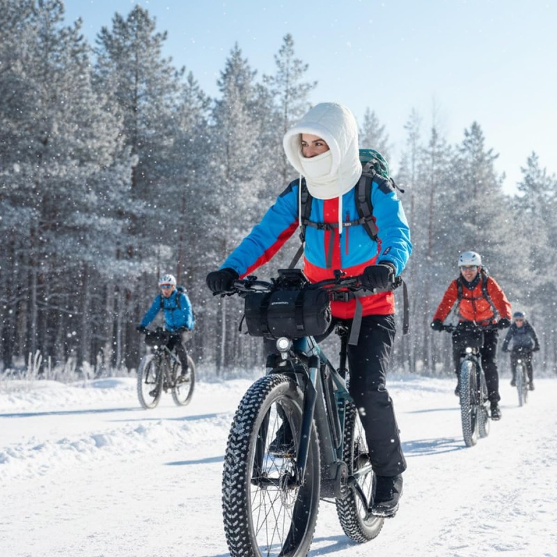 HUAMULAN Unisex Winter 3-in-1 Cream White Ski Balaclava Hat HUAMULAN Cream White 3-in-1 Waterproof Fleece Ski Balaclava Face Shield