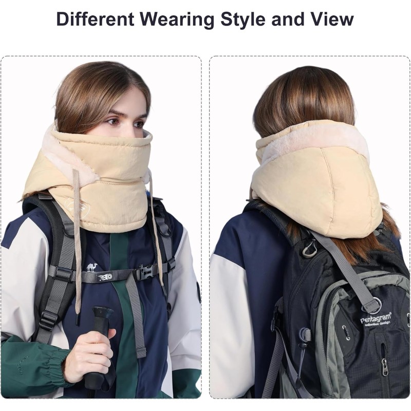 HUAMULAN Khaki 3-in-1 Balaclava Ski Mask Winter Gear HUAMULAN Unisex Khaki 3-in-1 Balaclava Ski Mask for Extreme Cold