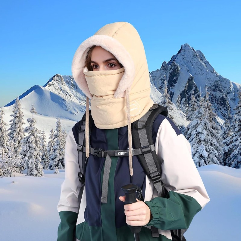 HUAMULAN Khaki 3-in-1 Balaclava Ski Mask Winter Gear HUAMULAN Unisex Khaki 3-in-1 Balaclava Ski Mask for Extreme Cold