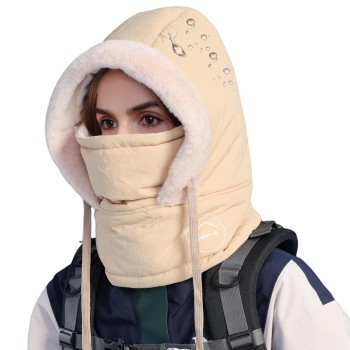 HUAMULAN Unisex Winter 3-in-1 Balaclava Ski Mask Fleece Waterproof Hood Hat Khaki for Extreme Cold & Snow