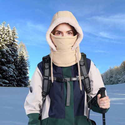HUAMULAN Khaki 3-in-1 Balaclava Ski Mask Winter Gear HUAMULAN Unisex Khaki 3-in-1 Balaclava Ski Mask for Extreme Cold