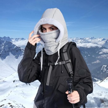 HUAMULAN Unisex Warm 3-in-1 Winter Fleece Balaclava Waterproof Ski Face Mask Gray One Size HUAMULAN Unisex Warm 3-in-1 Winter Fleece Balaclava Waterproof Ski Face Mask Gray One Size