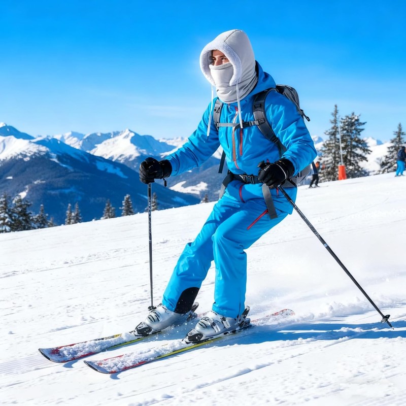 HUAMULAN Gray Unisex 3-in-1 Winter Fleece Balaclava Waterproof Ski Face Mask HUAMULAN Gray Unisex 3-in-1 Winter Fleece Balaclava Waterproof Ski Face Mask