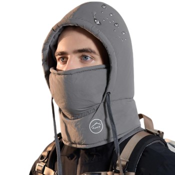 HUAMULAN Unisex Winter 3-in-1 Fleece Balaclava Waterproof Ski Snow Face Shield Hat Dark Gray