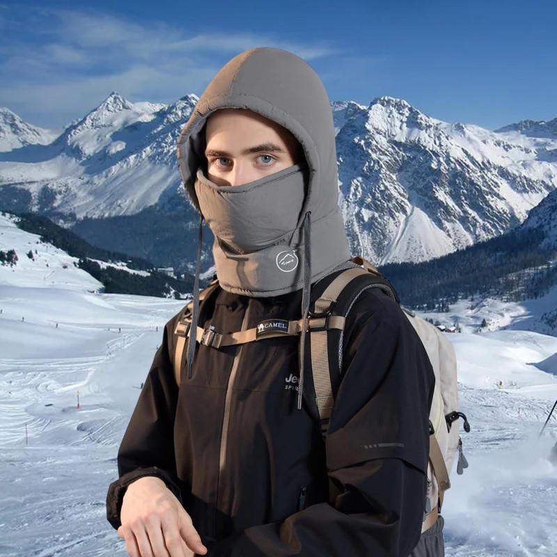 HUAMULAN Unisex Waterproof Ski Balaclava Dark Gray HUAMULAN Dark Gray 3-in-1 Fleece Balaclava for Skiing and Snow Activities