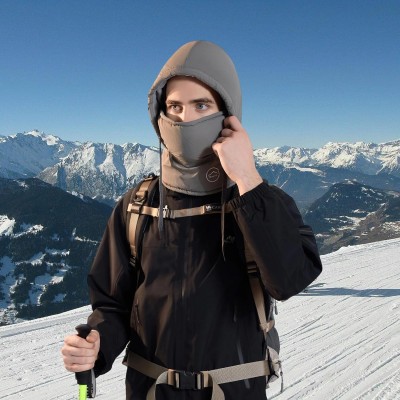 HUAMULAN Unisex Waterproof Ski Balaclava Dark Gray HUAMULAN Dark Gray 3-in-1 Fleece Balaclava for Skiing and Snow Activities