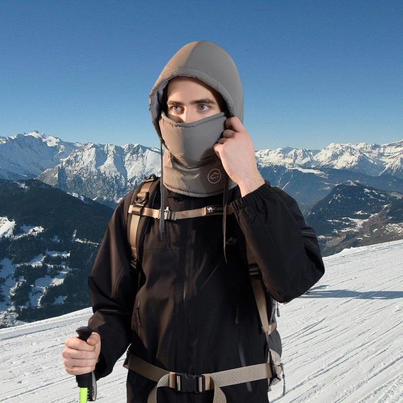 HUAMULAN Unisex Waterproof Ski Balaclava Dark Gray HUAMULAN Dark Gray 3-in-1 Fleece Balaclava for Skiing and Snow Activities