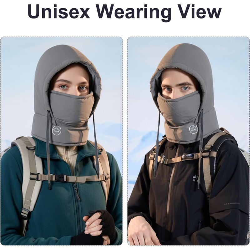 HUAMULAN Unisex Waterproof Ski Balaclava Dark Gray HUAMULAN Dark Gray 3-in-1 Fleece Balaclava for Skiing and Snow Activities