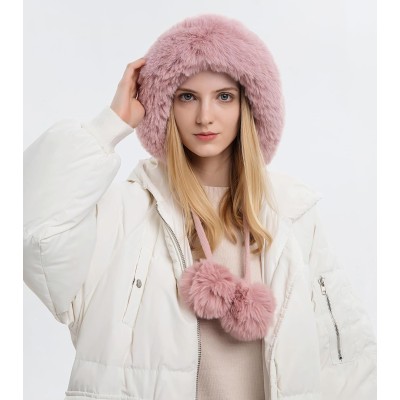 Women's pink Peruvian beanie with fleece lining, pom poms and ear flaps